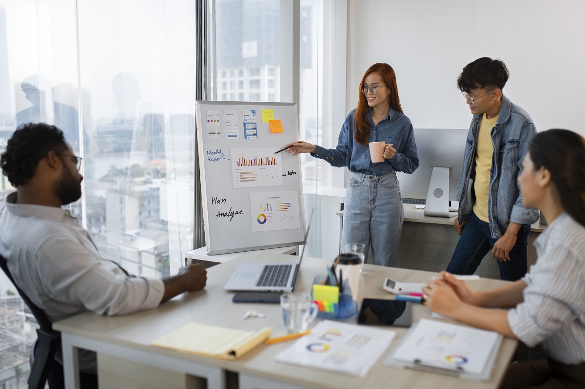 A team improving business operations